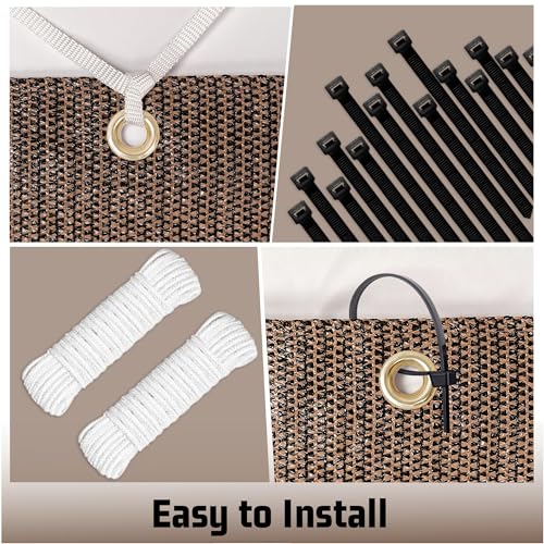 SUNNY GUARD Shade Cloth Custom Size 4x8 FT Sun Shade Screen Fabric Shade Cover Tarp with Grommets for Pergola Backyard Garden, Mocha(We Customized) - color: Brown, size: 0 4'×0 8'（4FTx8FT)
