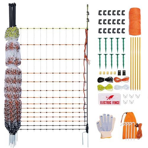 Poultry Electric Netting Fence - 47.3''H (can be Manually Raised to 59.1''H) x 65.6'L for Flying Chicken, Sheep, Goats in Farms, Ranches and Gardens, PK1 - style: (47.3 to 59.1)" x 65.6' - PK1