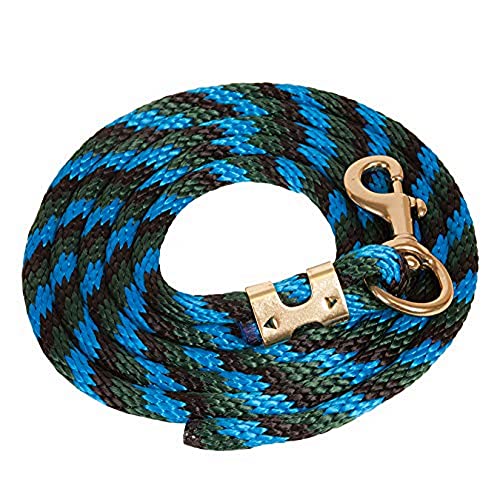 Mustang Poly Lead Rope 9ft. with Bolt Snap - color: Blk/Grn/Blue