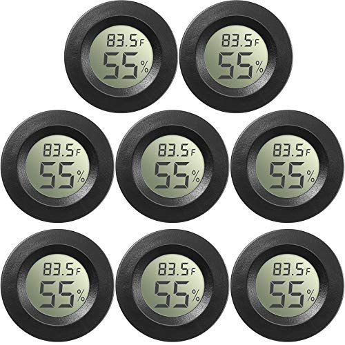 Weewooday 8 Pcs Mini Hygrometer Thermometer Digital LCD, Black | Monitor Indoor Outdoor Room, Humidity Meter Temperature Gauge for Greenhouse Garden Reptile Incubator Cellar,℉ or ℃ - size: Black