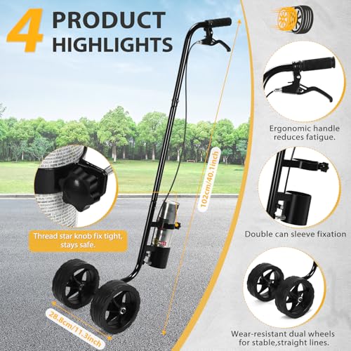 CAROD Marking Paint Wand, Dual-Wheel Line Marking Wand Sprayer Compatible with Inverted Marking Paint, Side Push Marking Stick for Ground Sport Field Parking Lot Spray Applicator (Black)