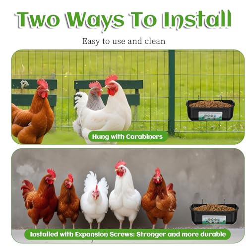 4 Pack Hanging Chicken Feeder Plastic Supplies with Metal Clips for Poultry