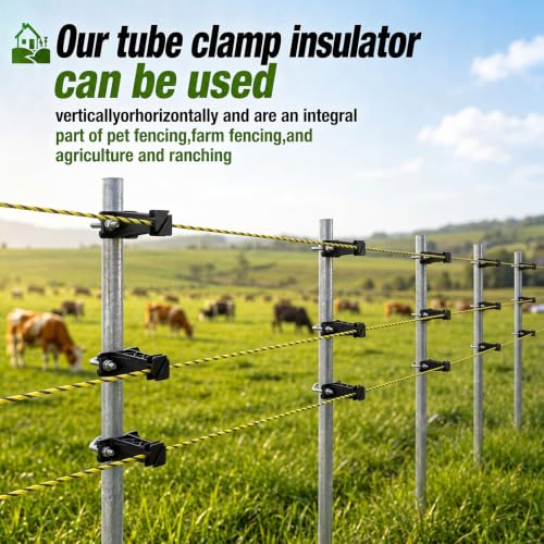 Tondiamo 48 Pcs Tube Post Insulator, Electric Chain Link Fence T Post Extender Insulators for Square Round Pipe Tubing Wire Vinyl Picket Fence (Black) | Extender Insulators for Square Round Pipe Tubing Wire Vinyl Picket Fence - style: Black
