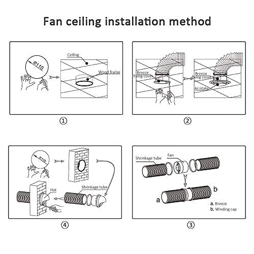 4-Inch Inline Duct Fan: Small Vent Fan Fit 4" Duct | 76 CFM 12W Through Wall Fan for Bathroom Vent Room Basement Greenhouse Attic Kitchen