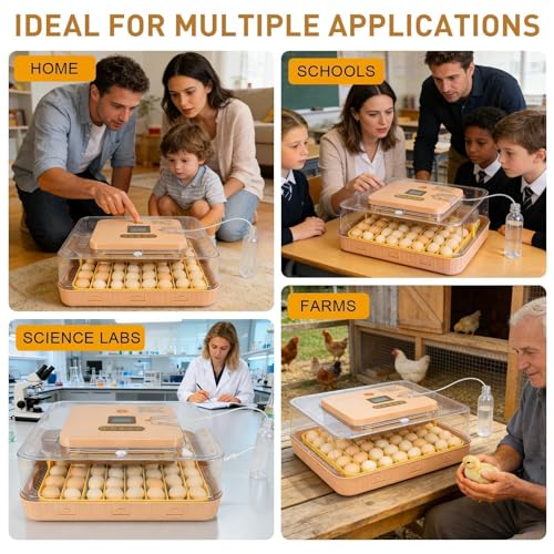 Nest IV - 56 Egg Incubator for Breeders, Fully Automated, Accurate Humidity & Temp Control, Flexible Spacing, Chick Separator, Custom Incubation Days, Auto Turning & Auto Stop, Easy Monitoring - size: 56 Egg [Brown]