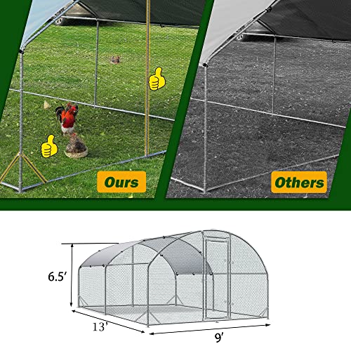 TOLEAD Large Metal Chicken Coop Upgrade Tri-Supporting Wire Mesh Chicken Run,Chicken Pen with Water-Resident and Anti-UV Cover,Duck Rabbit House Outdoor（156.1" L x 108" W x 78" H） - size: 156.1"L x 108.0"W x 78.0"H