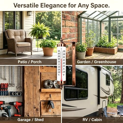 Outdoor Thermometer Waterproof, 10-Inch Decorative Outdoor Thermometer