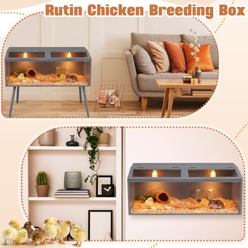 CroBlissful 40 x 16 x 16 in Brooder Kit Box for Chicken Quails Indoor Outdoor with Leg Stand Sliding Door, Bulb Set and Feeder, Baby Chicken Coops for Ducks, Hamsters, Lizards, Mice, Rat(Grey) - color: Grey, size: 40 x 16 x 16 in, style: Table Legs