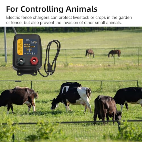 PE5 Electric Fence Energizer 0.20 Joule,20 Acres,Livestock Fence Chargers for Containing Pets and Preventing Wild Animals Intruding - color: 0.20 Joule