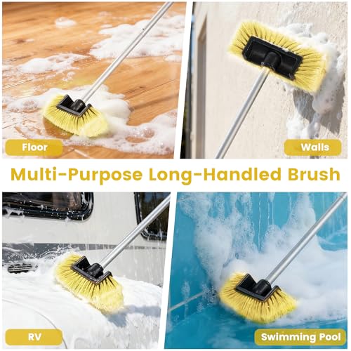 Car Wash Brush with Long Handle, 60'' Soft Bristle Cleaning Brush, Car Cleaning Brushes, Carwash Brushes for SUV, RV, Boat, Truck, House Siding, Sweep Snow, Yellow - color: Yellow