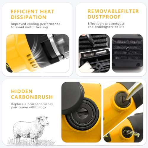 PAT JUUMG 1000W Sheep Shears Electric Farm Livestock Haircut with Blades Professional Animal Clippers 6 Speed Heavy Duty Electric for Thick Horses Sheep Alpacas Goats(Yellow) - color: Yellow
