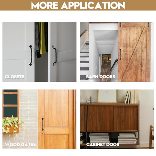 AddGrace 2 Pack Gate Handles for Wooden Gates with Screws 160mm/6 Black | Durable Solid Steel, Matte Coating, Barn Door Handles, for Garden Gate Shed Wooden Fences, Closet, Wardrobes, Drawer, Rustic - color: Black