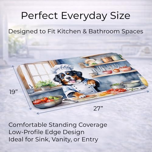 Caroline's Treasures Bernese Mountain Dog The Chef Memory Foam Kitchen Mat Machine Washable Anti-Fatigue Mat Cushion Comfort Bath Mat or Kitchen Rug - color: Bernese Mountain Dog 6206