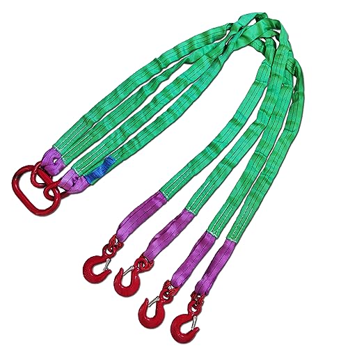 Four Leg Bridle Web Sling 6.5ft 6610lb Web Slings Belt Type with Hook 2.0 m 3000 kg Light Weight and Flexible Capacity Steel Sling[4leg 3.0t] - size: 4leg-3t