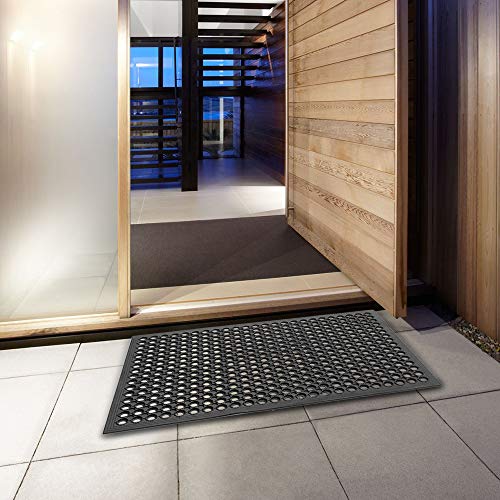 ROVSUN Rubber Floor Mat with Holes, 24''x 36'' Anti-Fatigue/Non-Slip Drainage Mat, for Industrial Kitchen Restaurant Bar Bathroom, Indoor/Outdoor Cushion (2 Packs) - size: 24x36 in.
