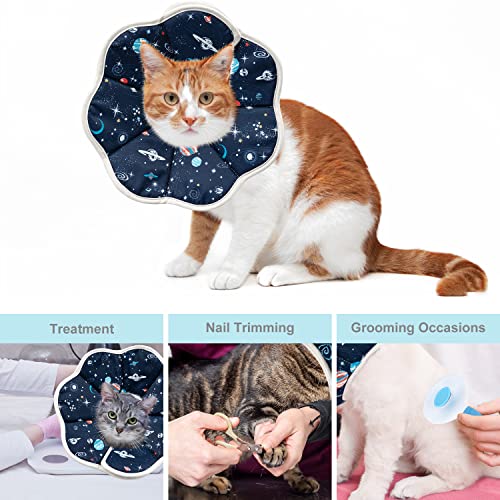 Depets Cat Cone Soft, Adjustable Recovery E-Collar for Pet Neck Size 9.5 in | Lightweight, Waterproof, Easy to Clean, Fits Kittens, Puppies, Rabbits after Surgery or Grooming, Prevents Licking Wounds