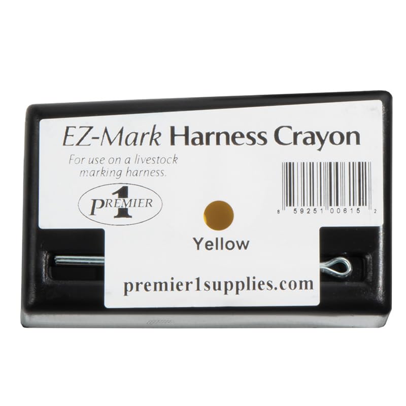 Premier 1 EZ-Mark Harness Crayon for Sheep & Goat Marking – Yellow | Yellow crayon. Identifies if ewe or doe has been bred. Use at 40–80°F. Compatible with Premier marking harnesses. - style: Yellow Crayon