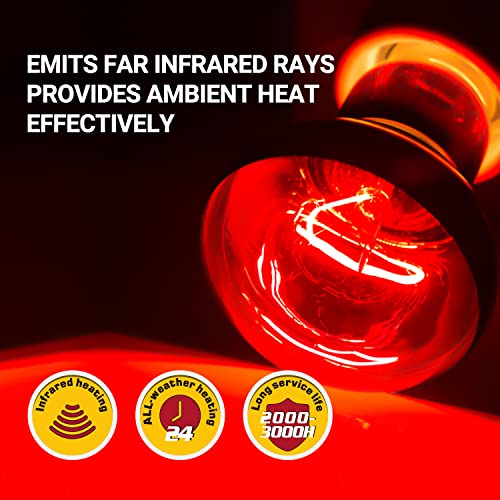 REPTI ZOO 2 Pack Infrared Heat Lamp, 100W Reptile Heat Emitter Infrared Basking Spot Light, Red Heat Lamp for Chickens Coop Reptile Pets Brooder Use - style: Infrared Basking Light Bulb
