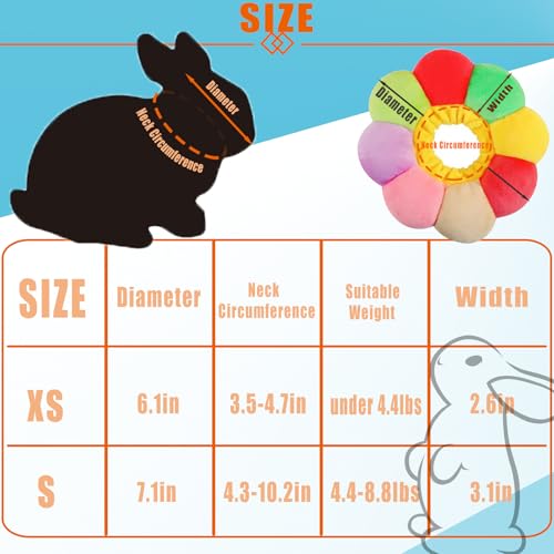 Adjustable Rabbit Cone, Soft Surgery Collar for Kittens Puppies XS | Small Animal Protective Neck E-Collar for Bunnies, Pet Elizabeth Medical Cone, Cute Flower Shaped