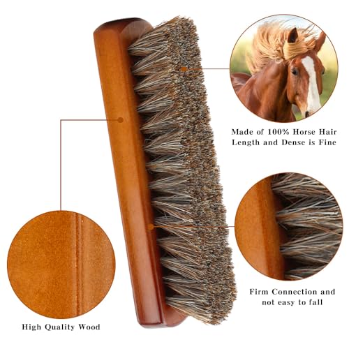 Shoe Brush, Horsehair Shoe Brush Shoe Cleaning Brush Boot Brush for Leather, Shoe Brushes Shoe Shine Brush Brush Shoe Polish Brush for Cleaning and Care Leather Shoes Clean Dauber Applicators - size: 7 Inch
