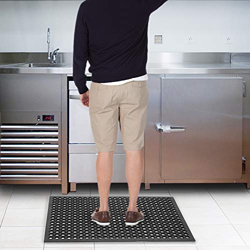 ROVSUN Rubber Floor Mat with Holes, 24''x 36'' Anti-Fatigue/Non-Slip Drainage Mat, for Industrial Kitchen Restaurant Bar Bathroom, Indoor/Outdoor Cushion (2 Packs) - size: 24x36 in.