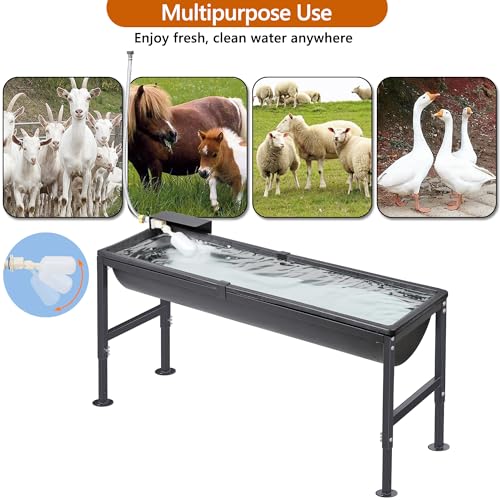 2PCS Automatic Animal Waterer 11 Gallon | Livestock Water Trough with Adjustable Stand, Automatic Water Dispenser with Float Valve, Feeding Goat, Sheep, Horse, Dog - size: 2 PCS
