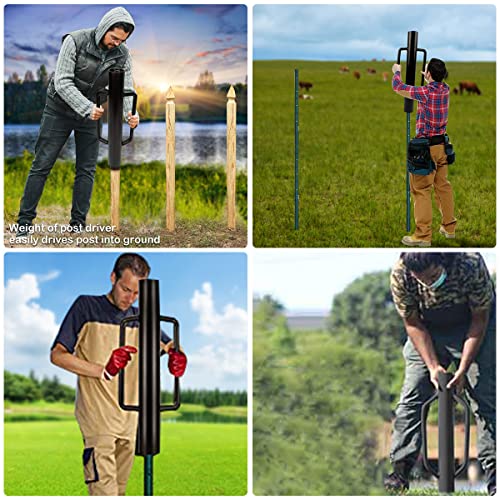 Fence Post Driver-34lb T Post Driver with Handles,Heavy Duty Post Pounder,Fence Stake Hammer,Metal Fence Post Hole Digger, Post Rammer for Installing Fences or Wooden Post