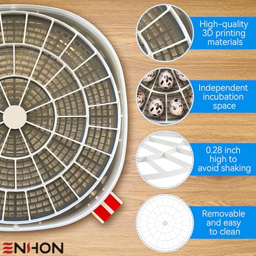 Enhon 48 Egg Tray Compatible with Nurture Right 360 Incubator, Plastic Egg Turner Tray Replacement for Hatching Small Quail Bird Chicken Goose Turkey, Hand Washable, Various Sizes (Pack of 2) - size: 12.2"L x 12.2"W x 0.8"H (Pack of 2)