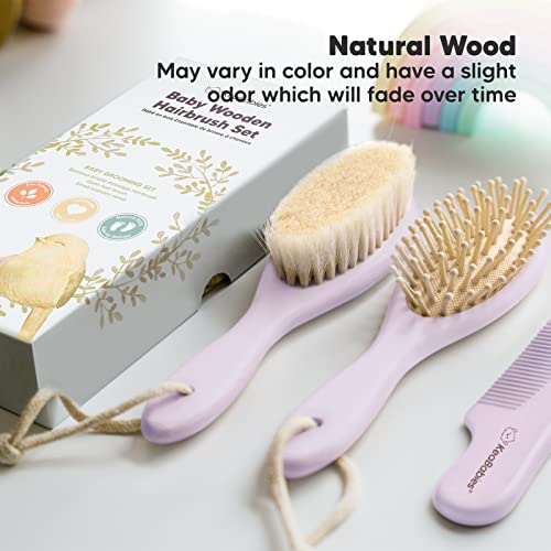 KeaBabies Baby Hair Brush and Baby Comb Set and KeaBabies Diaper Caddy Organizer - Wooden Baby Brush with Soft Goat Bristle, Baby Organizer for Nursery
