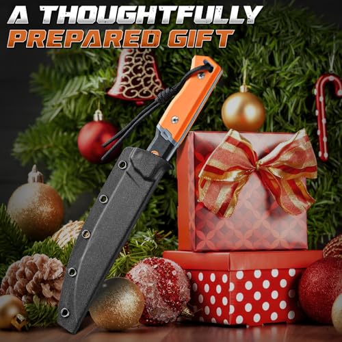 Purple Dragon Outdoor Knife for Boning - Trailing Point Boning Knife Orange | Forged from a Single Piece of D2 Steel, Full Tang G10 Handle, Gift Box - size: 5.6 inch