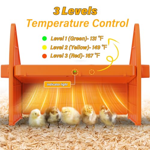 Chick Brooder Heater Plate for Baby Chicks, Ducklings & Poultry | 3-Level Adjustable Temperature Heating Plate, 8.67 x 10.63 Inches, Orange Poultry Brooder Warmer - color: Orange