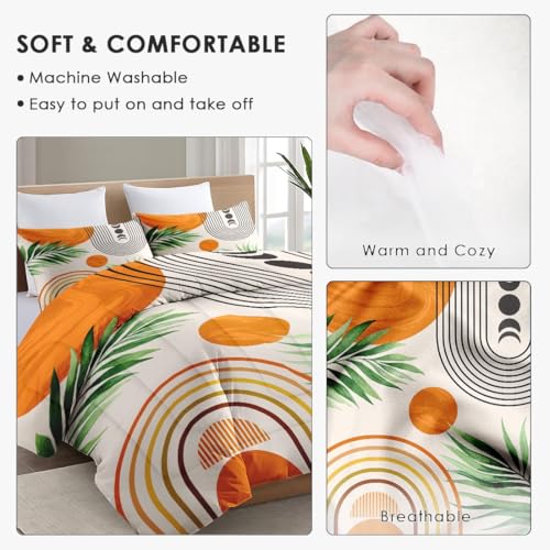 WeCozy Twin Comforter Set, 2 Pieces Contemporary Mid Bedding, All Season | Century Rainbow Sun Boho Geometric Soft Comforter with 1 Pillowcase for Kids and Adults Room Bedroom Bed Decor - color: Multi 5, size: Twin