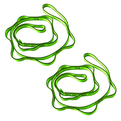 53 Inches Nylon Daisy Chains Rope Climbing Lanyard Straps Looped Strong Slings 23 kN Aerial Yoga Webbing - color: 2PCS Green