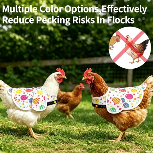 Chicken Saddles for Hens, Chicken Apron Hen Saddle with Adjustable Strap, Extended Shoulder Wing & Tail Coverage Protection Anti-Pecking Poultry Back Protector for Feather Recovery (Easter Eggs) - color: Easter eggs