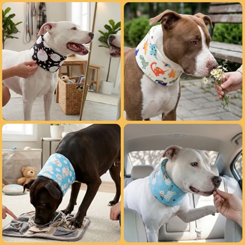 LovinPet Dog Recovery Collar, Adjustable Soft Cone for Medium & Large Dogs, Post-Surgery Comfort & Lick Prevention, Starlight Rainbow Unicorn Prints,Blue