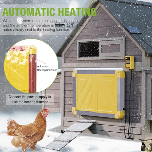 GUTINNEEN Automatic Chicken Coop Door Solar Powered Auto Chicken Door Opener for Chicken House Duck Run (Grey) - color: Grey & Yellow Door