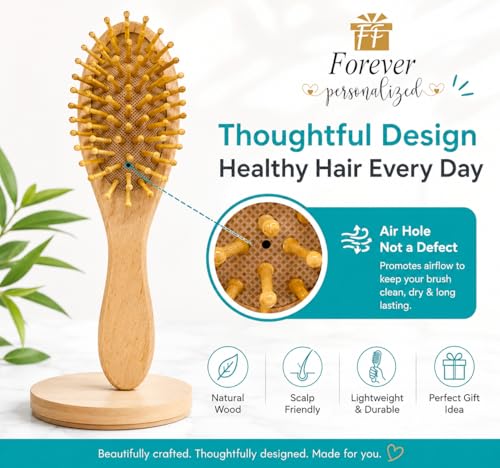Personalized Baby Hair Brush Set - Custom Engraved Wooden Brush & Comb Gift Box for Baby Girls, Toddlers & Kids, Floral Set