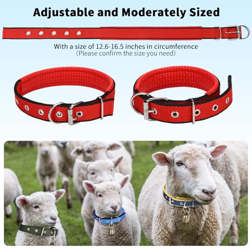 5 Sets Adjustable Small Goat Collars with Bells Cow Horse Sheep Copper Bronze Bells Pet Collar Goat Supplies for Farm Animal Accessories