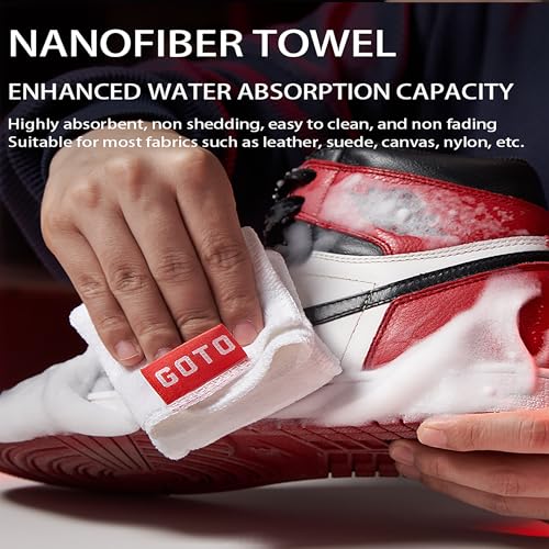 GOTO Shoe Cleaning Brush Set, Soft & Hard Bristle Shoe Brush for Sneakers, Boots, Leather, Mesh, Rubber & Crystal Soles, Sturdy Boot Brush Kit, Effective Stain Removal Shoe Brushes for Cleaning