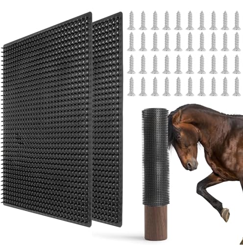 2 Pack Large Livestock Scratching Brush, Horse Scratching Post Pad | 21.65"x19.68" Horse Cow Scratching Post for Grooming,Designed for horses, cows, cattle, pigs, and dogs - size: Large