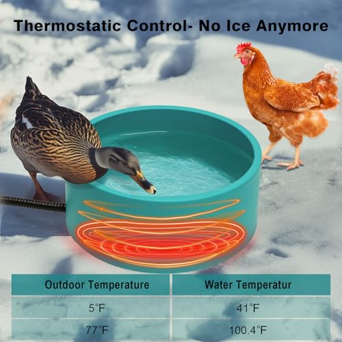 Heated Waterer for Chickens,108OZ Capacity Poultry Water Heater for Chicken Coop Hens Turkey Goose Duck Pigeon Poultry Birds Dog Cat Pet Drinker in Winter