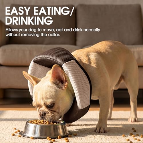 Dog Cone - Soft Cone for Dogs to Stop Licking, Pet E-Collar Alternative After Surgery, Adjustable Pet Recovery Collar for Wound Healing, Brown Large - color: Brown, size: Large