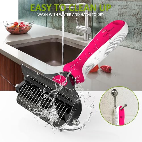 Spring Blossoms-2 in 1 Professional Grooming Rake for Cats & Dogs-Dematting Comb for Easy Mats & Tangles Removing,Pet Brush Safe No More Nasty Shedding and Flying Hair (Rose) - color: Rose
