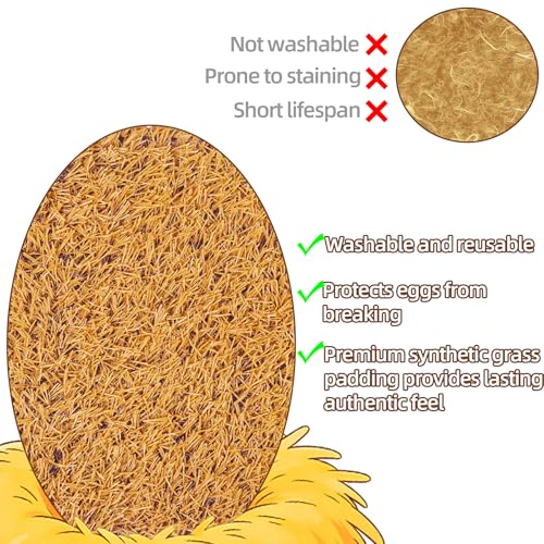 12 Pack Chicken Nesting Pads, 12x12 Inch Artificial Grass Nest Box Liners, Washable & Shed-Resistant Mat with Drain Holes for Hen Laying Eggs, Coop Bedding Accessories
