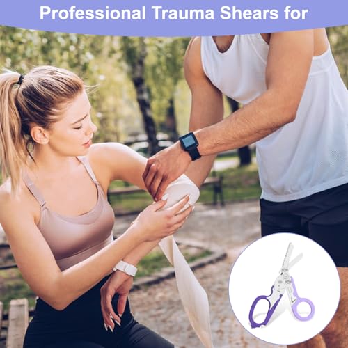 6-in-1 Heavy-Duty Emergency trauma shears (Double Purple) | Multifunctional Life-Saving Tool|Suitable for Emergency Rescue|Outdoor Exploration|DIY Construction and Maintenance - color: Double Purple