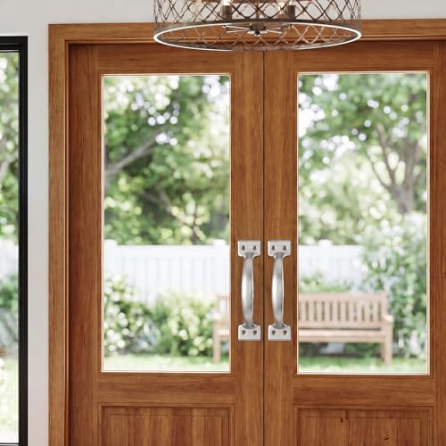 2Pcs V171 6-1/2" Gate Handle,Silver 5.5 Inch White Barn Door Handles | Metal Gate Pull Screen Doors Handles Stainless Steel White Screen Door Handle with Screws - color: Silver