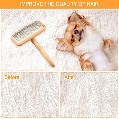 Carpet Rake Sheepskin Wool Brush, Wood, 1PCS - color: Wood