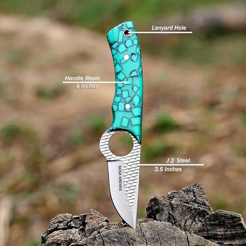 Custom Handmade 7'' fixed blade hoof rasp knife/Cow boy knife/Damascus steel Bull cutter knife, cowboy knives with pancake leather sheath (SUSA 109) - color: SUSA 109