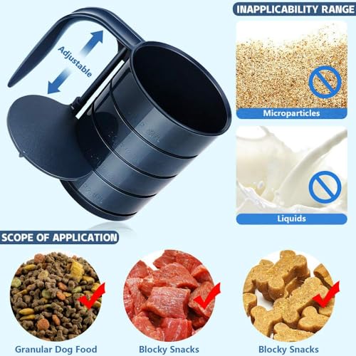 Joansan Dog Food Scoops, Adjustable Pet Food Cup for Dogs Feeding | Measuring Scoop for Pets Dog Cat and Bird Solid Food ( Includes 4 Capacity 1/4 C 1/2 C 3/4 C 1 CUP)