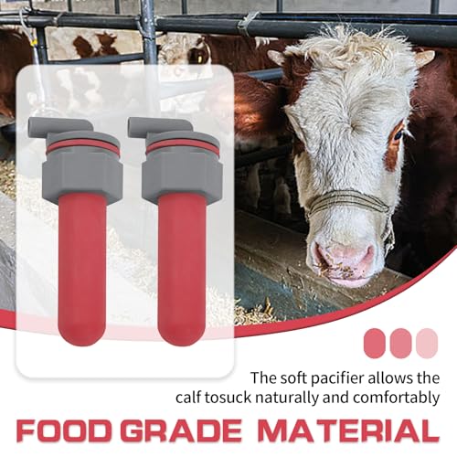 3PCS Soft Rubber Calf Feeder Nursing Nipple Teats | Pacifier with Anti-Backflow Fixed Base, Replacement Bottle Nipples for Newborn Calf Goat Pig Horse Donkey Farm Animal Feeding - color: GREY